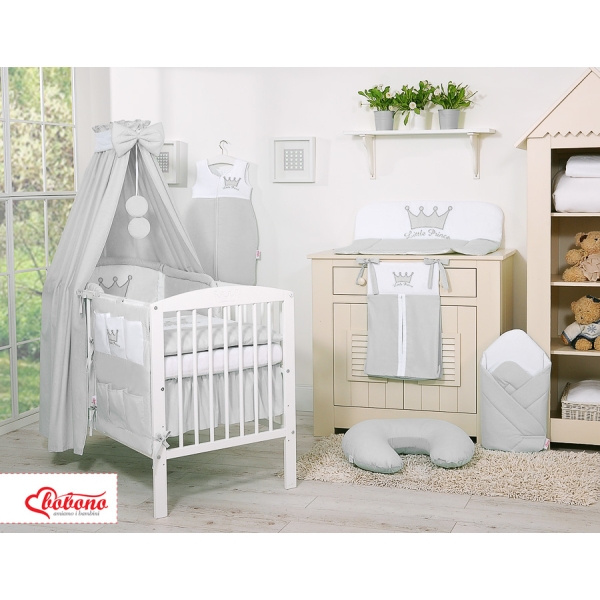 Set Biancheria da Letto con Baldacchino e Paracolpi 11 parti Grigio Little Prince/Princess