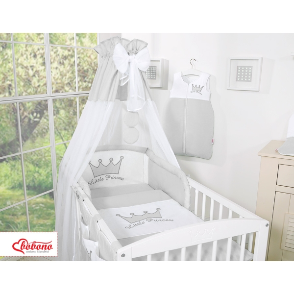 Set Biancheria da Letto con Baldacchino e Paracolpi 11 parti Grigio Little Prince/Princess