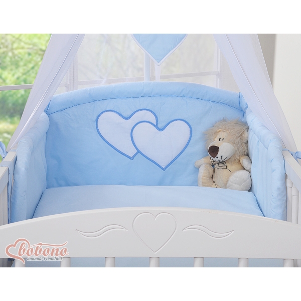 Set Biancheria da Letto con Baldacchino e Sacco Nanna 11 parti Blu Cuori