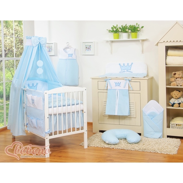 Set Biancheria da Letto con Baldacchino e Sacco Nanna 11 parti Blu Little Prince/Princess