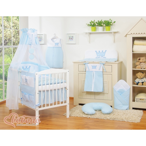Set Biancheria da Letto con Baldacchino e Sacco Nanna 11 parti Blu Little Prince/Princess