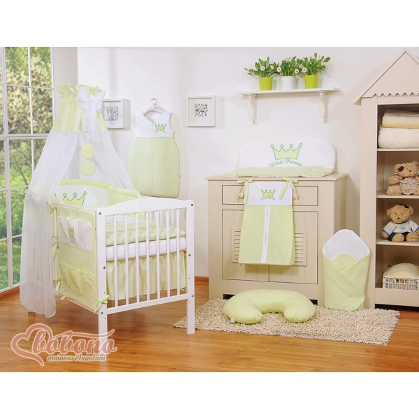 Set Biancheria da Letto con Baldacchino e Sacco Nanna 11 parti Verde Little Prince/Princess