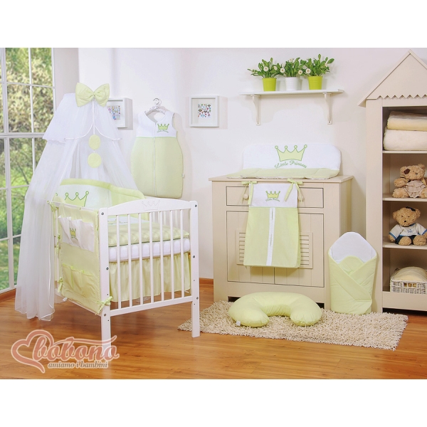 Set Biancheria da Letto con Zanzariera e Paracolpi 11 parti Verde Little Prince/Princess