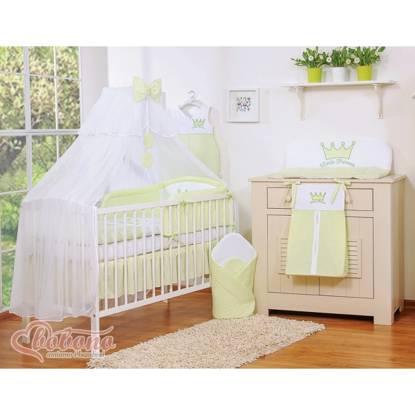 Set Biancheria da Letto con Zanzariera e Paracolpi 11 parti Verde Little Prince/Princess