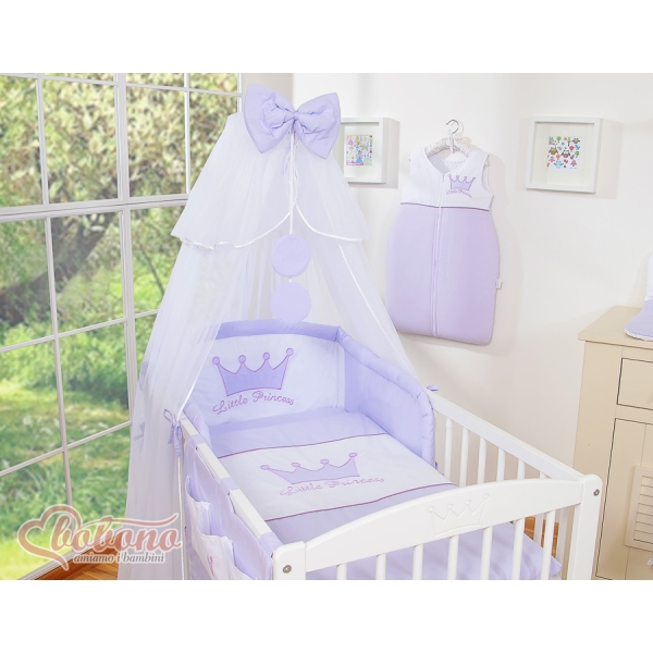 Set Biancheria da Letto con Zanzariera e Sacco Nanna 11 parti Lilla Little Prince/Princess
