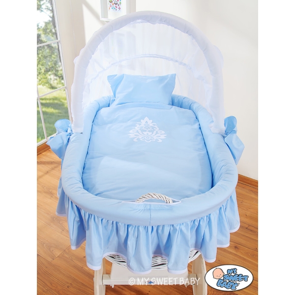 Set Biancheria di Ricambio per Culla in Vimini 4 parti Blu