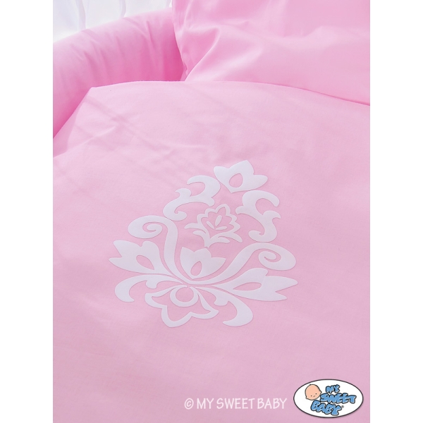 Set Biancheria di Ricambio per Culla in Vimini 4 parti Rosa