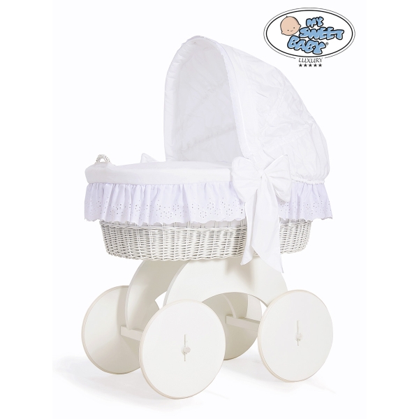 Culla in vimini completo per neonato set di biancheria