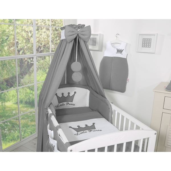 Set Biancheria Notte 5 parti Para Bambino Antracite Little Prince/Princess