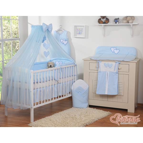 Set Biancheria Notte 7 parti Para Bambino Blu Cuori