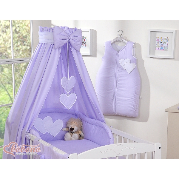 Set Biancheria Notte 7 parti Para Bambino Lilla Cuori