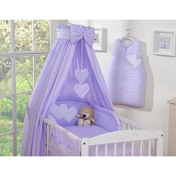 Set Biancheria Notte 7 parti Para Bambino Lilla Cuori