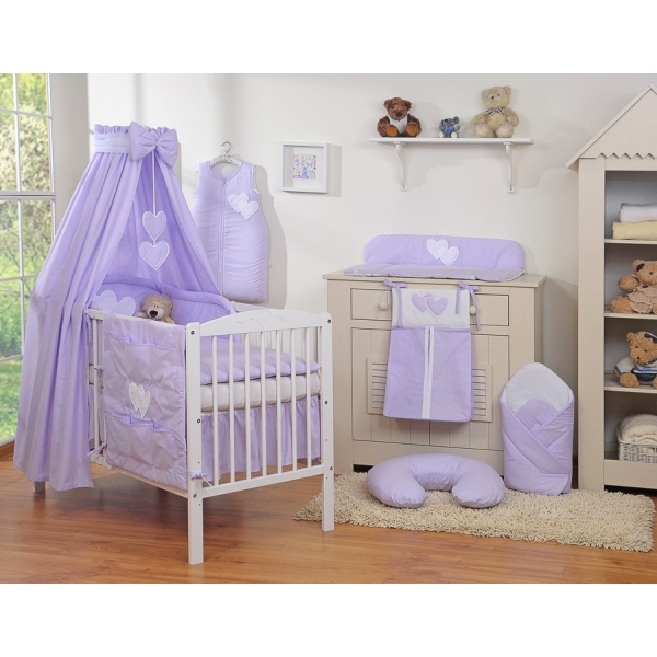 Set Biancheria Notte 7 parti Para Bambino Lilla Cuori