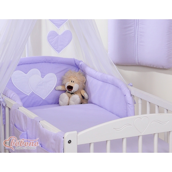 Set Biancheria Notte 7 parti Para Bambino Lilla Cuori