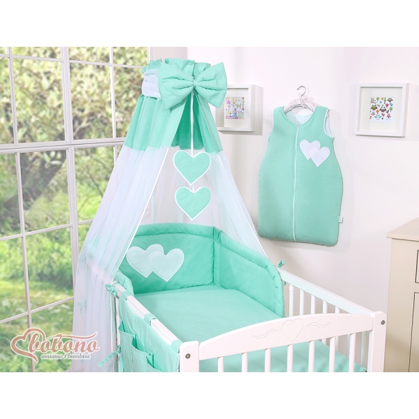 Set Biancheria Notte 7 parti Para Bambino Menta Cuori