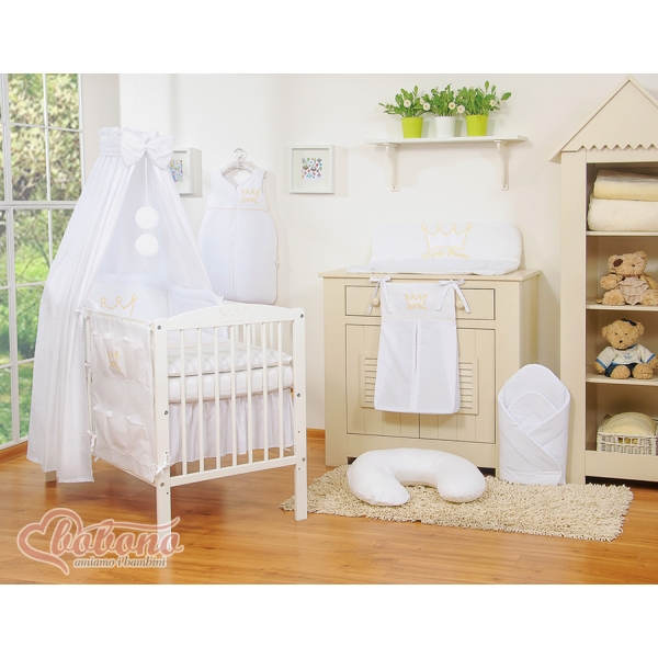 Set Biancheria Notte 7 parti Para Neonato Bianca Little Prince/Princess