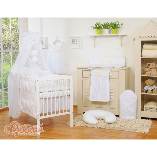 Set Biancheria Notte 7 parti Para Neonato Bianca Little Prince/Princess