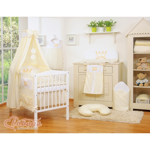 Set Biancheria Notte 7 parti Para Neonato Creme Little Prince/Princess