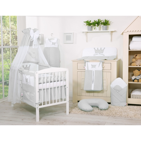 Set Biancheria Notte 7 parti Para Neonato Grigio Little Prince/Princess