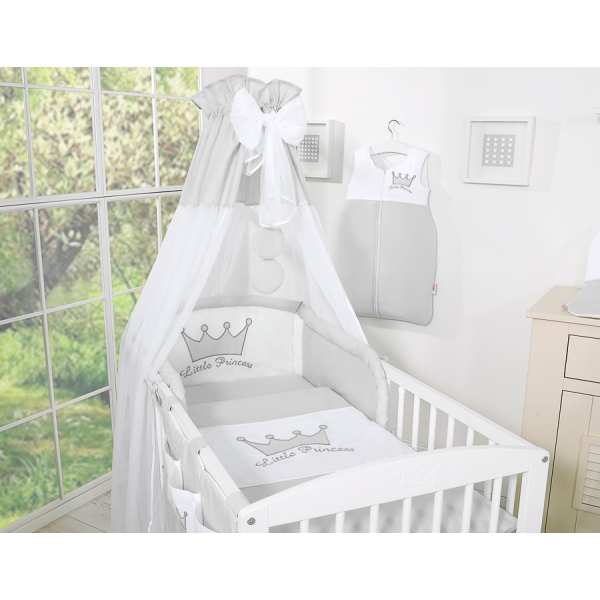 Set Biancheria Notte 7 parti Para Neonato Grigio Little Prince/Princess