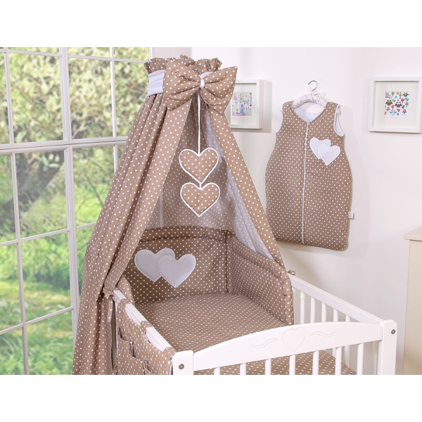 Set Biancheria Notte 7 parti Para Neonato Marrone Cuori