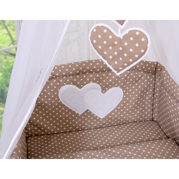 Set Biancheria Notte 7 parti Para Neonato Marrone Cuori