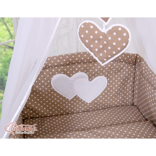 Set Biancheria Notte 7 parti Para Neonato Marrone Cuori