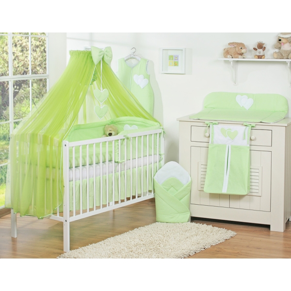 Set Biancheria Notte 7 parti Para Neonato Verde Cuori