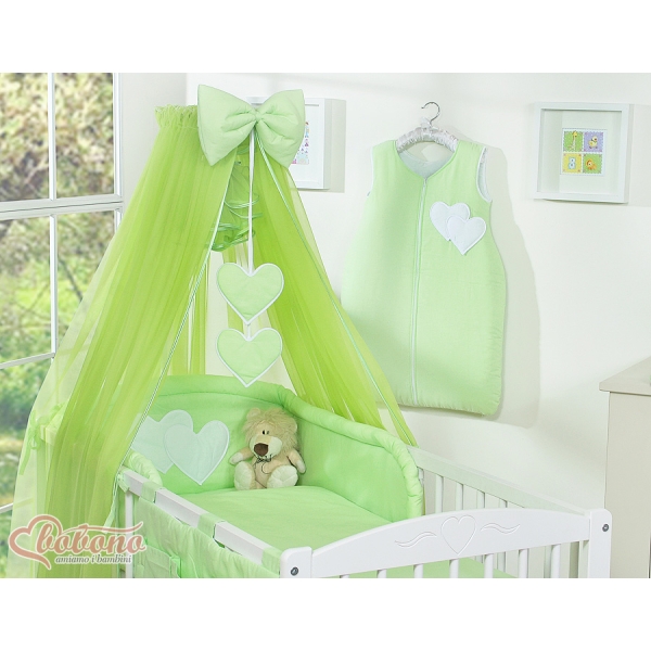 Set Biancheria Notte 7 parti Para Neonato Verde Cuori
