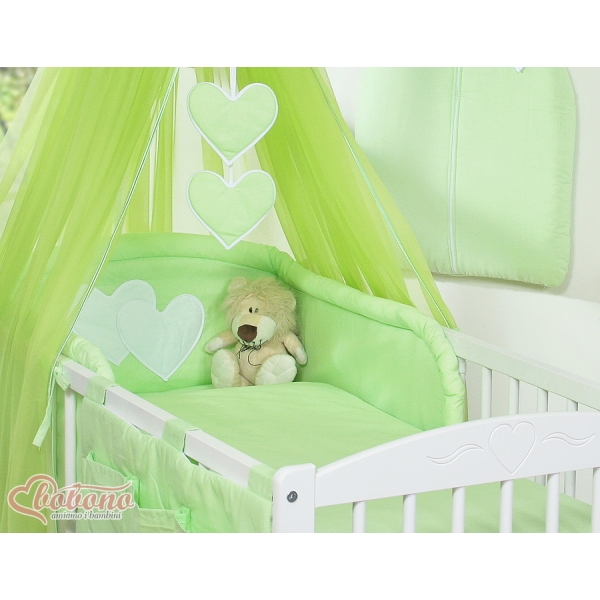 Set Biancheria Notte 7 parti Para Neonato Verde Cuori
