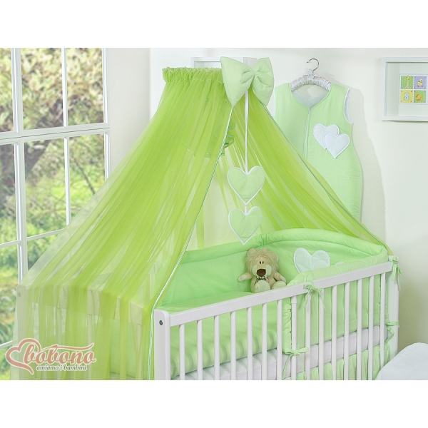Set Biancheria Notte 7 parti Para Neonato Verde Cuori