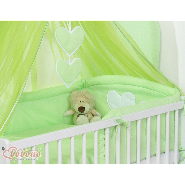 Set Biancheria Notte 7 parti Para Neonato Verde Cuori