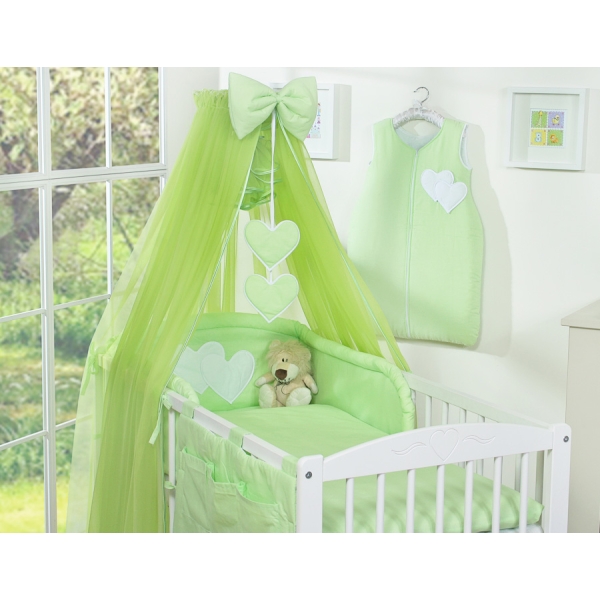 Set Biancheria Notte 7 parti Para Neonato Verde Cuori