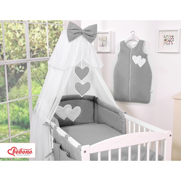 Set Biancheria Notte Para Neonato 11 parti Antracite Cuori