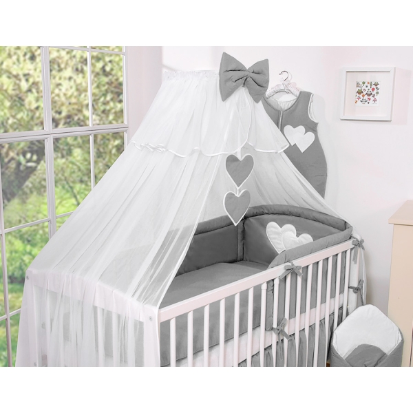 Set Biancheria Notte Para Neonato 11 parti Antracite Cuori