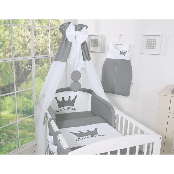 Set Biancheria Notte Para Neonato 11 parti Antracite Little Prince/Princess
