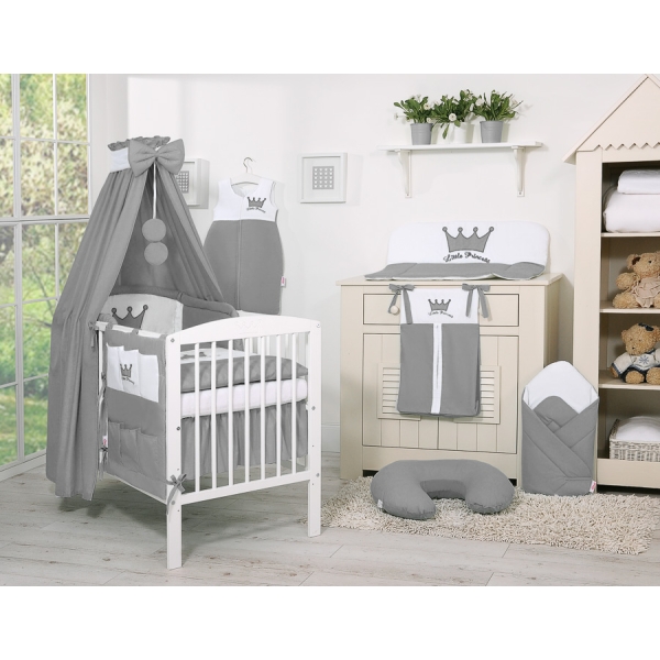 Set Biancheria Notte Para Neonato 11 parti Antracite Little Prince/Princess