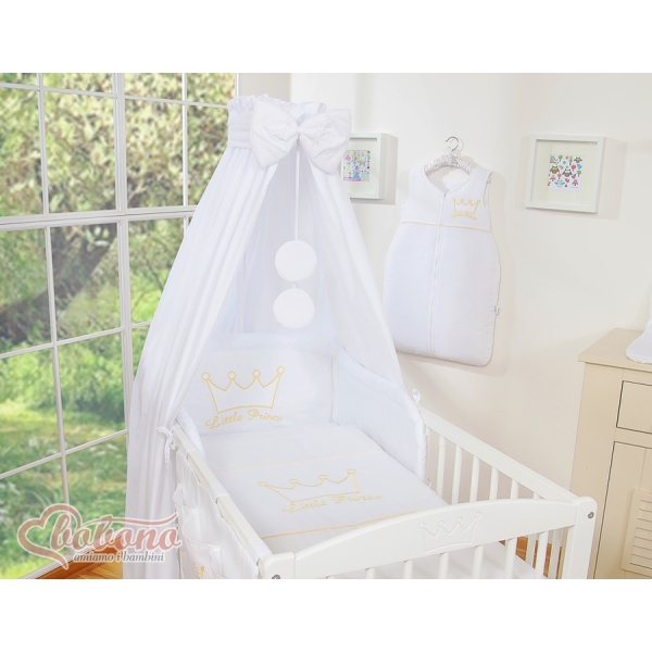 Set Biancheria Notte Para Neonato 11 parti Bianca Little Prince/Princess