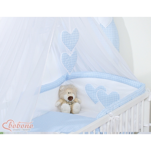 Set Biancheria Notte Para Neonato 11 parti Blu Fiori Fiori Cuori
