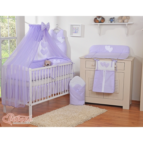 Set Biancheria Notte Para Neonato 11 parti Lilla Cuori