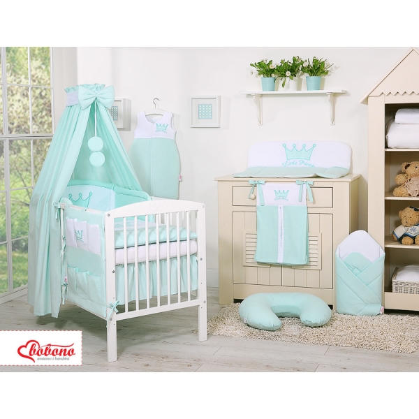 Set Biancheria Notte Para Neonato 11 parti Menta Little Prince/Princess