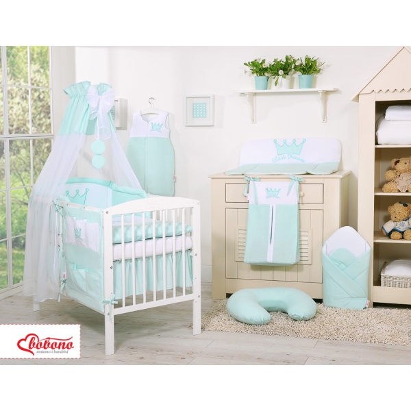 Set Biancheria Notte Para Neonato 11 parti Menta Little Prince/Princess