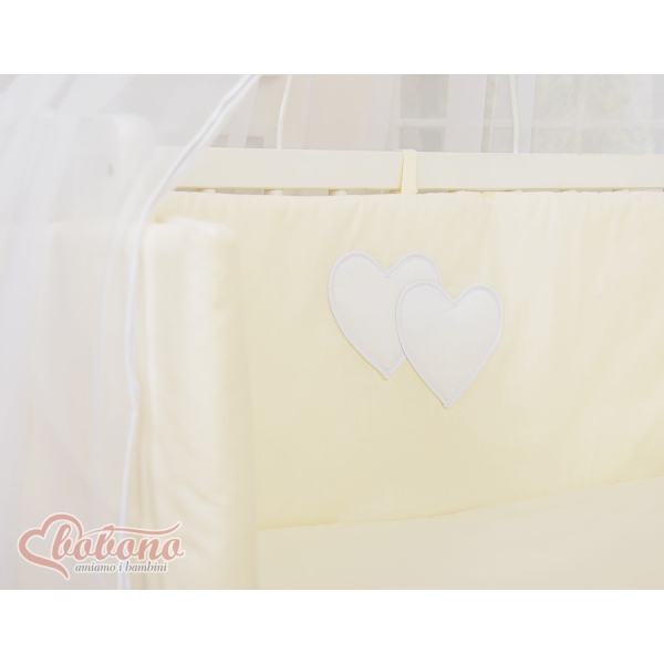 Set Biancheria per Culla da Agganciare al Letto 6 parti Creme Cuori