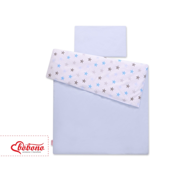 Set Biancheria per Lettino 100x135 2 parti - Mini Grigio Blu Stelle