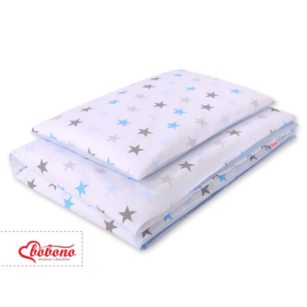Set Biancheria per Lettino 100x135 2 parti - Mini Grigio Blu Stelle