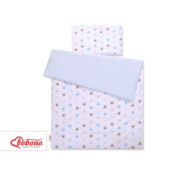 Set Biancheria per Lettino 100x135 2 parti - Mini Grigio Blu Stelle