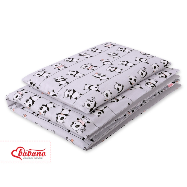 Set Biancheria per Lettino 100x135 2 parti - Mini Grigio Panda