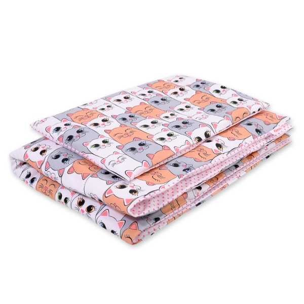 Set Biancheria per Lettino 100x135 2 parti - Mini Rosa Grigio Gatti