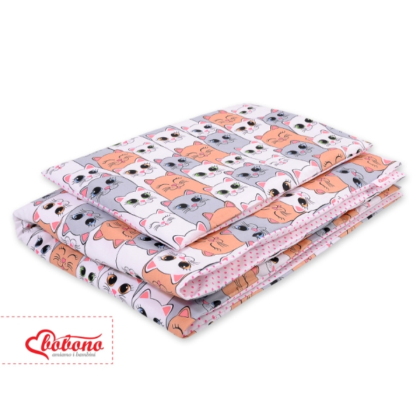 Set Biancheria per Lettino 100x135 2 parti - Mini Rosa Grigio Gatti