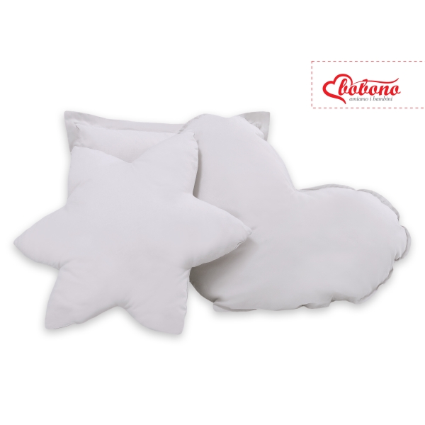 Set di 3 Cuscini a Forma di Stella, Quadrato e Cuore Grigio